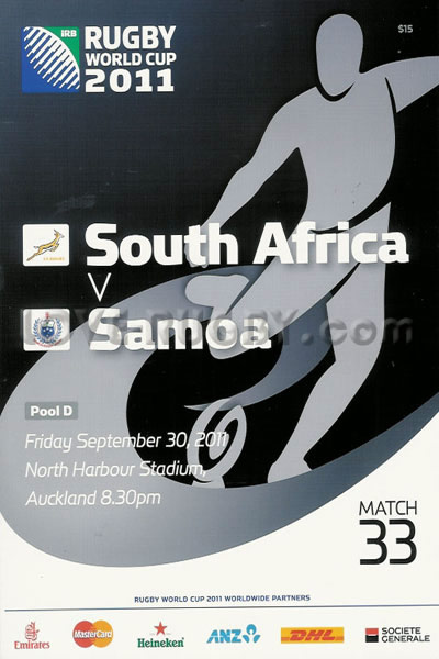 2011 South Africa v Samoa  Rugby Programme